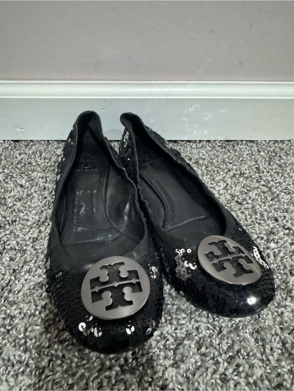 Tory Burch Black Sequence Ballet Flats Sz 8M